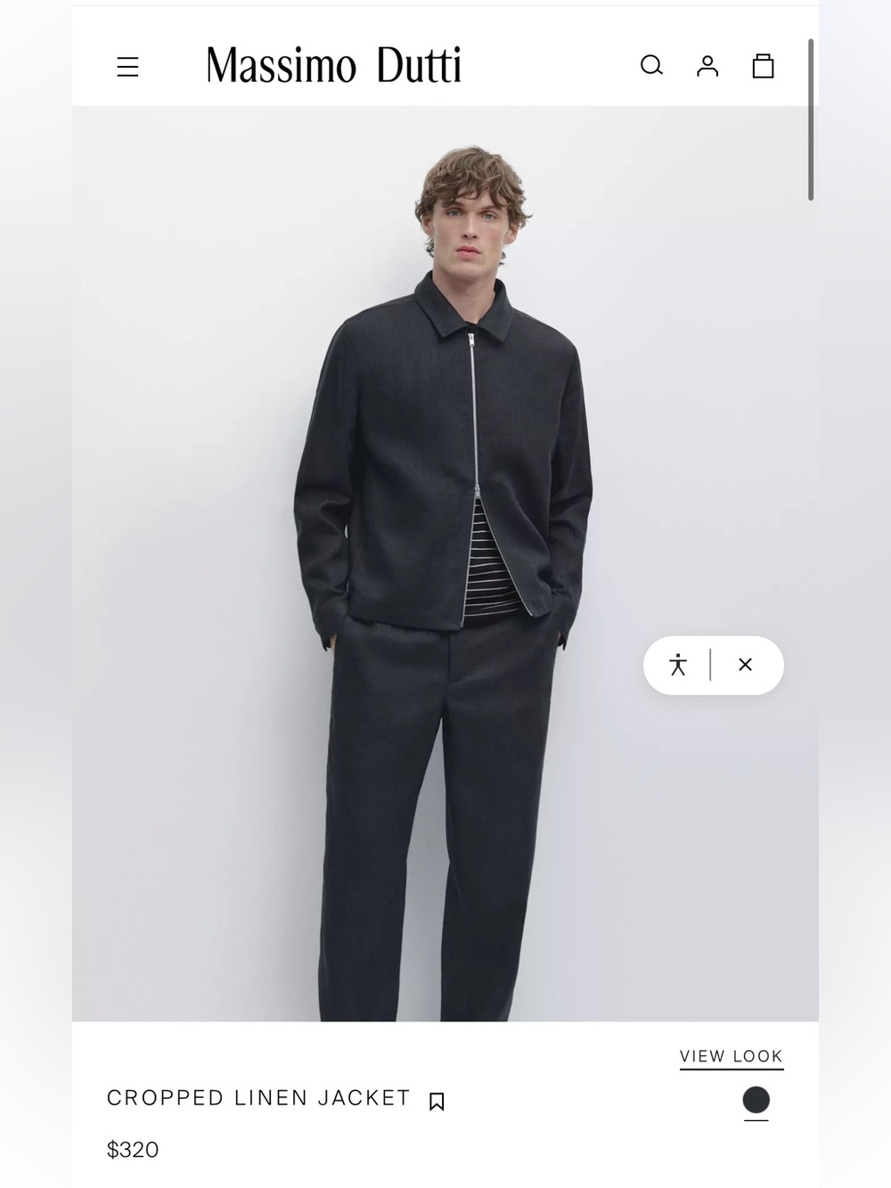 Massimo Dutti Navy Blue men linen jacket